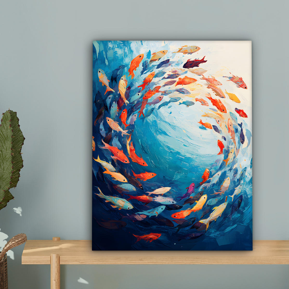 LEINWANDBILD Meer - Fische - Bunt - Dynamisch 30x40 cm - Hellblau, Textil (30/40cm) - MuchoWow