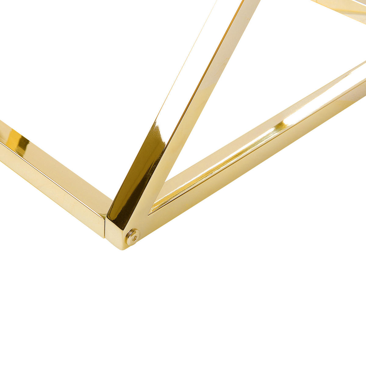 BEISTELLTISCH Glas Gold quadratisch 40/40 cm Beverly - Transparent/Goldfarben, Glas (40/40/55cm) - Beliani