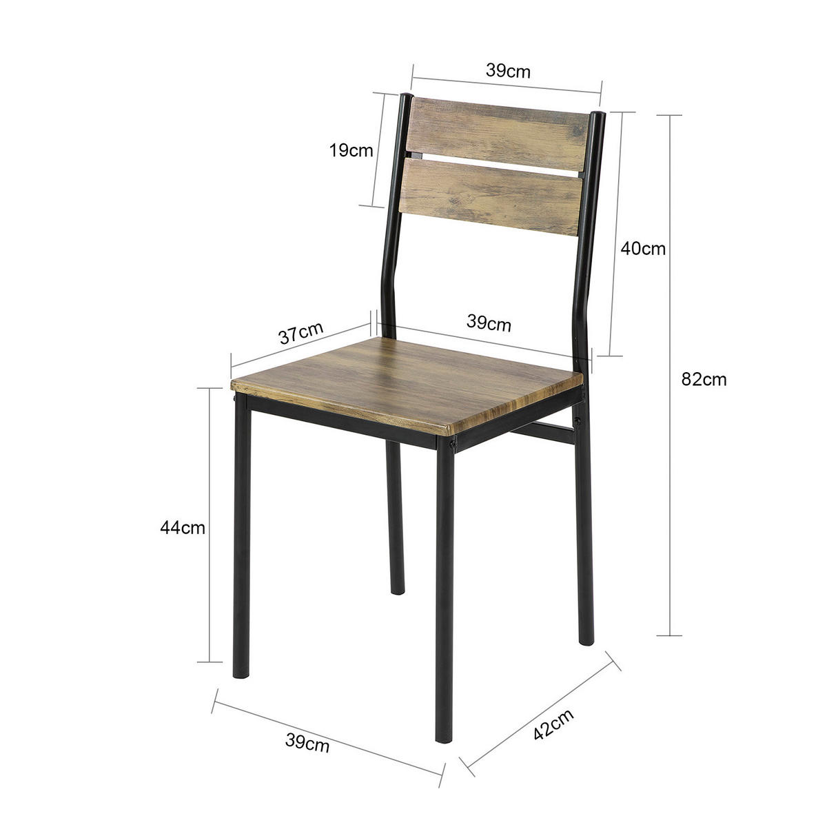 ESSTISCH + 4 x STÜHLE - Naturfarben, Holzwerkstoff/Metall (110/76/70cm) - SoBuy