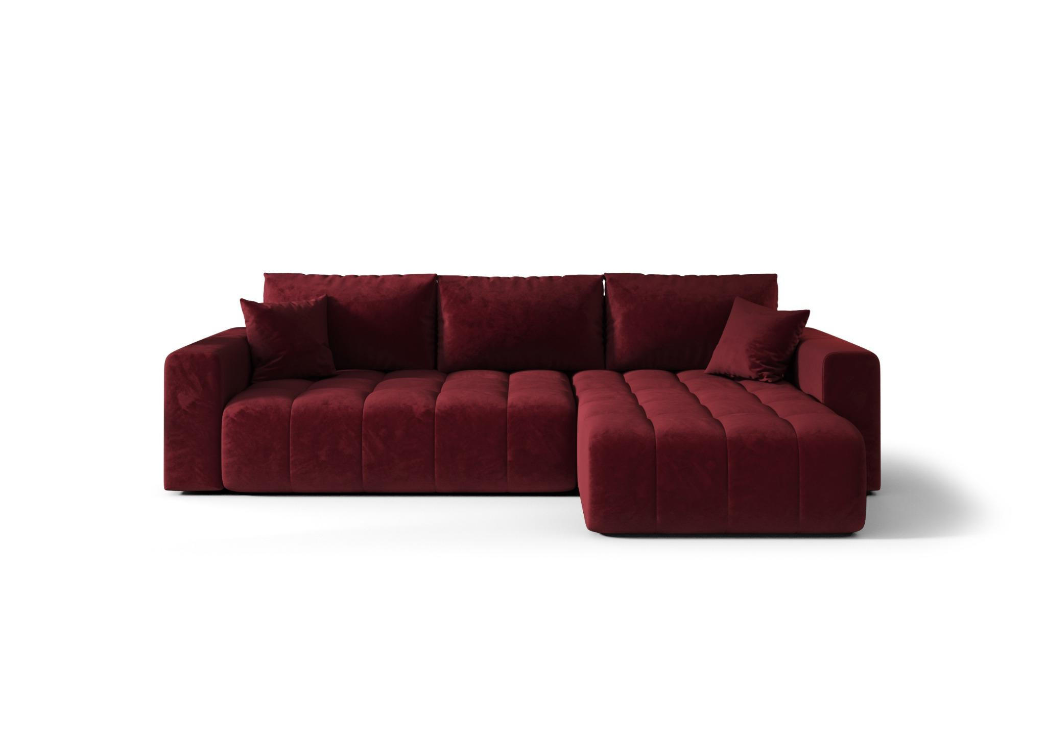 ECKSOFA mit Schlaffunktion MILO R Monolith 59 Rechts - Rot, Textil (280/175cm) - Bedante