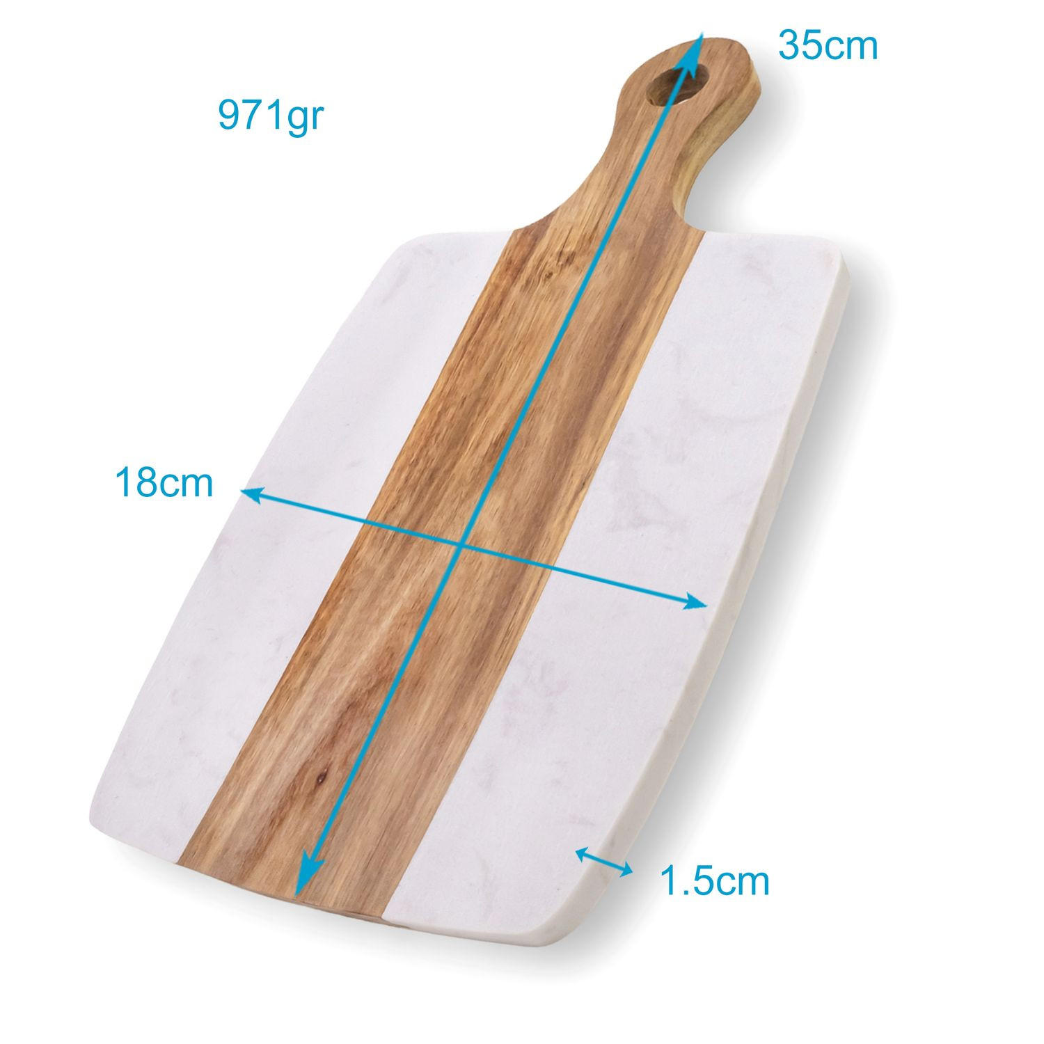 SCHNEIDEBRETT Holz & Mamor - Graubraun, Stein (18/35cm) - Intirilife