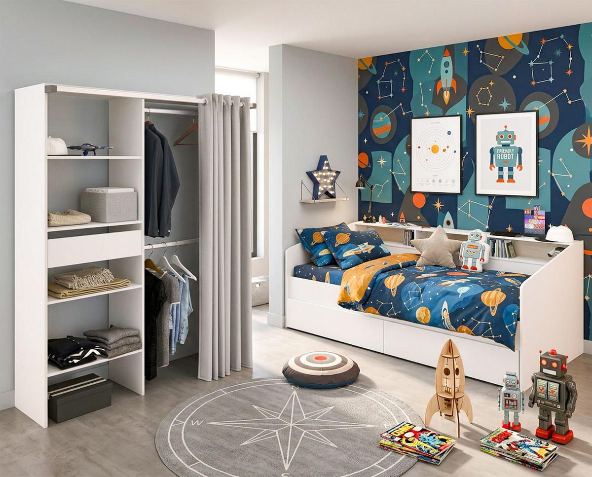 KINDERZIMMER SET Parisot Sleep 3-tlg. Holzdekor Weiß/Eiche - Eichefarben/Weiß, Kunststoff (100/1/200cm) - 58aufmkessel