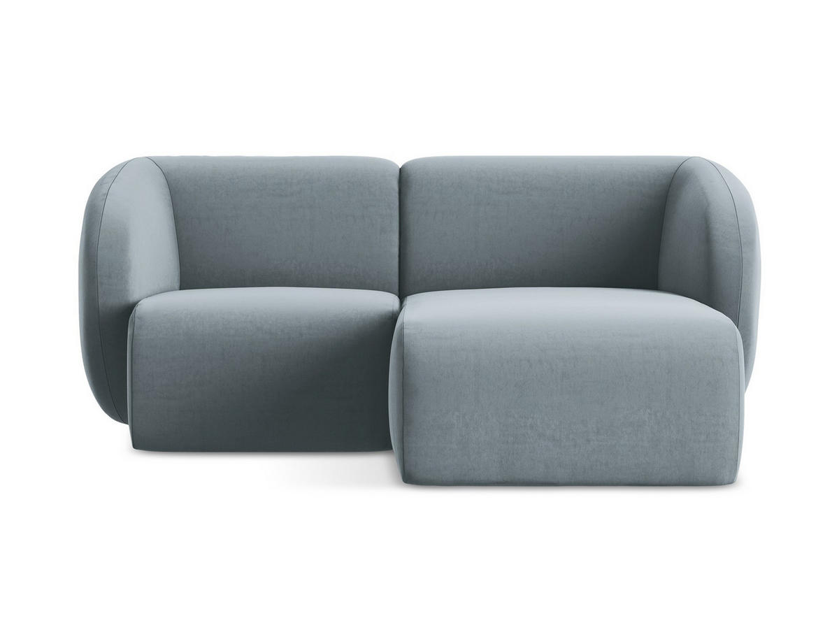 ECKSOFA Rechts Samt Stoff Blau - Schwarz/Hellblau, Holzwerkstoff/Kunststoff (178/166cm) - Makamii