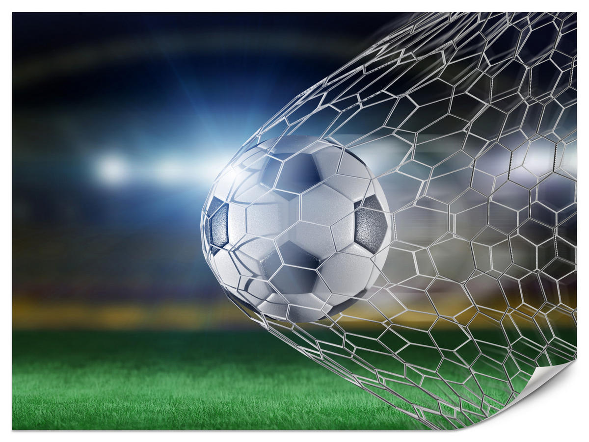 FOTOTAPETE für Jugendzimmer Fußball Tor Stadion Ball 100x70 - Schwarz/Weiß, Papier (100/70cm) - Muralo