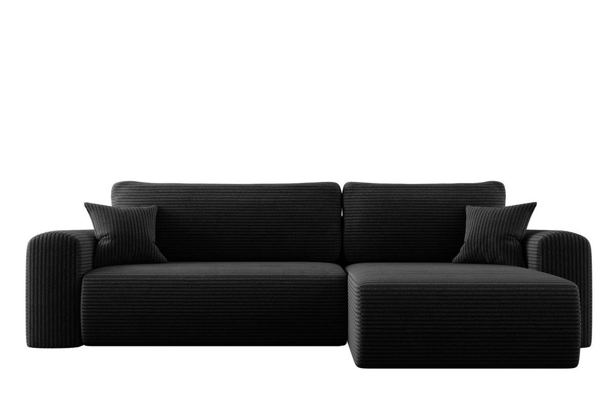 ECKSOFA Mit Schlaffunktion und Stauraum für Bettzeug Capri Stoff Poso Schwarz Rechts - Schwarz, Holz/Textil (272/145cm) - Kaiser Möbel