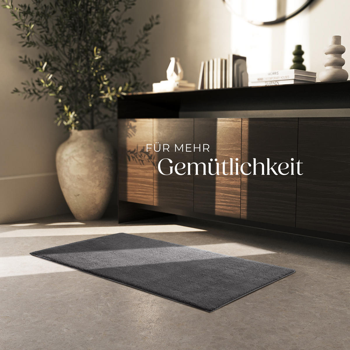 KURZFLORTEPPICH Soft Zone,rutschfeste Unterseite,anthrazit - Anthrazit, Kunststoff (110/60cm) - tectake