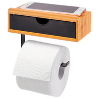 TOILETTENPAPIERHALTER, Bambus/Metall schwarz - Schwarz, Holz (18.5/13/10.5cm) - eluno