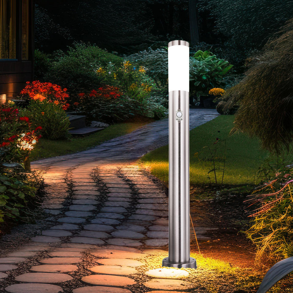 LED STEHLEUCHTE Silber Weiß - Weiß, Kunststoff (7.6/11/80cm) - Globo Lighting