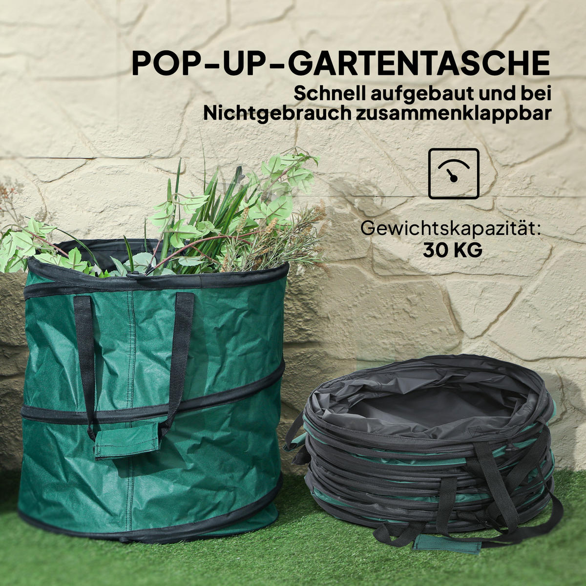 GARTENSACK 4x 86L - Grün, Textil (47/50/47cm) - Outsunny
