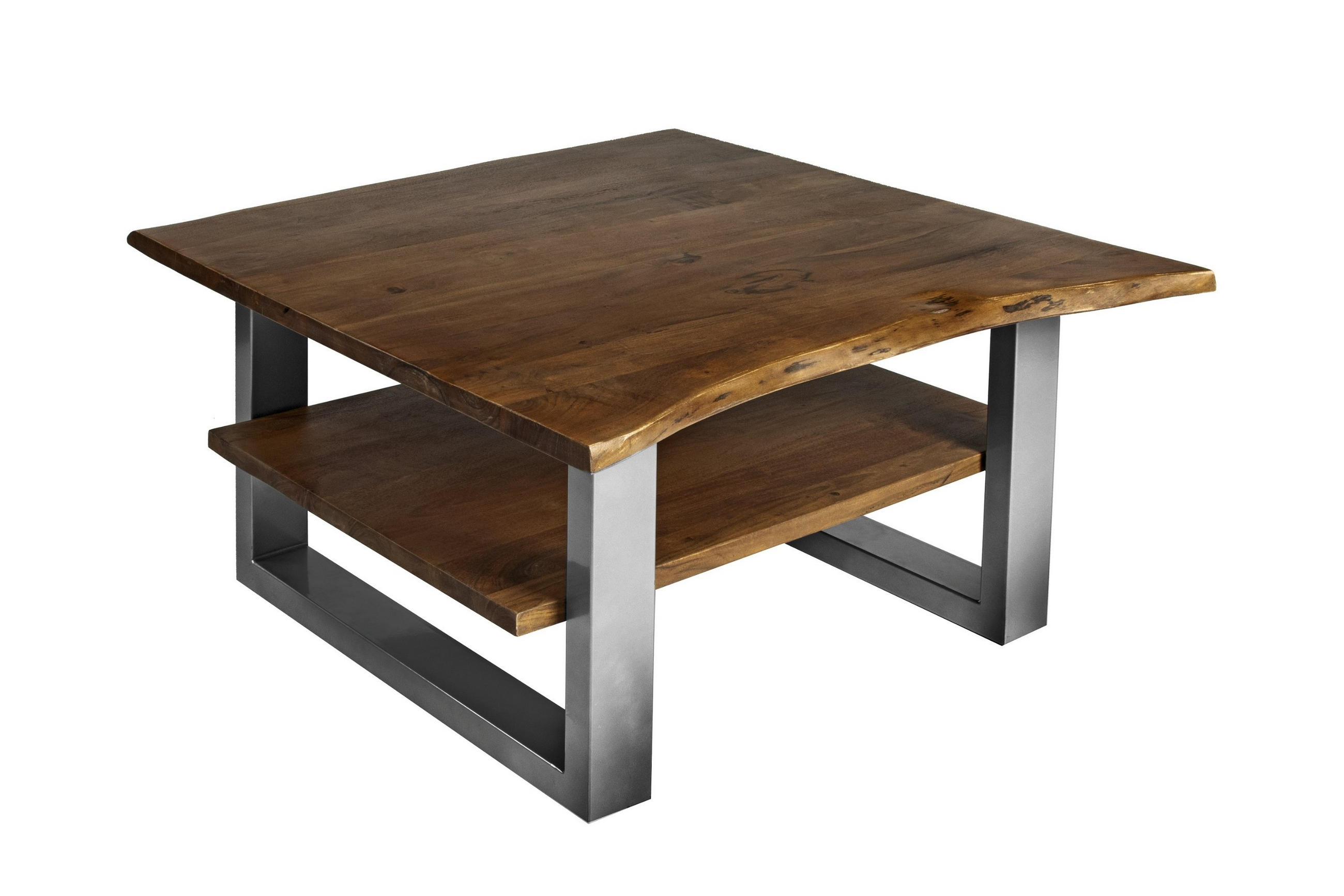 COUCHTISCH PATRICK - Silberfarben/Braun, Holz/Metall (90/90/46cm) - SAM