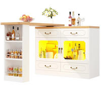 KÜCHENINSEL aus MDF 135-203x39x92,8cm in Weiß mit LED - Weiß, Holzwerkstoff (39/92.8/203cm) - Modfu
