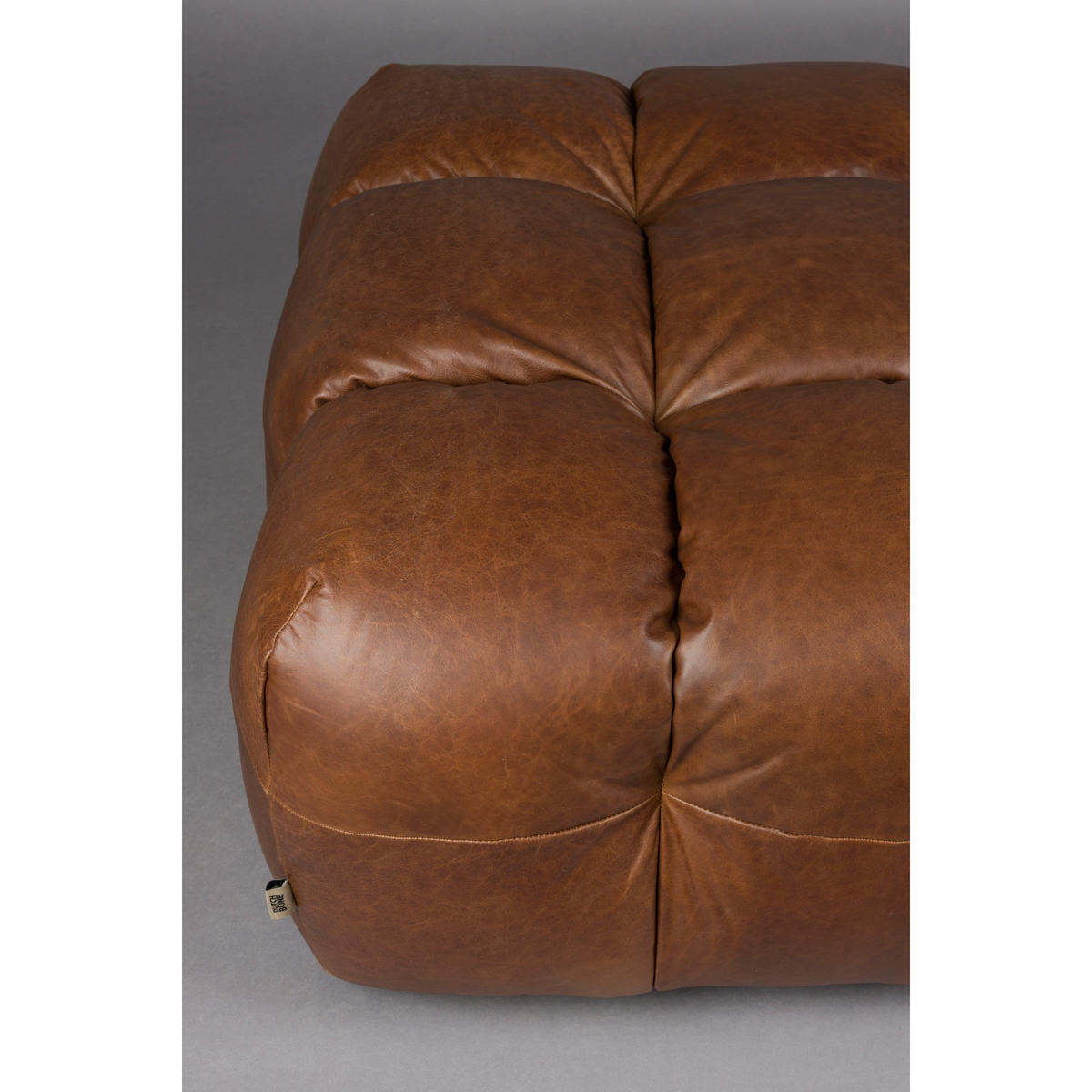 SITZHOCKER Hackman Leder Chokolade/ Braun - Braun/Dunkelblau, Leder (100/45/100cm) - Dutchbone