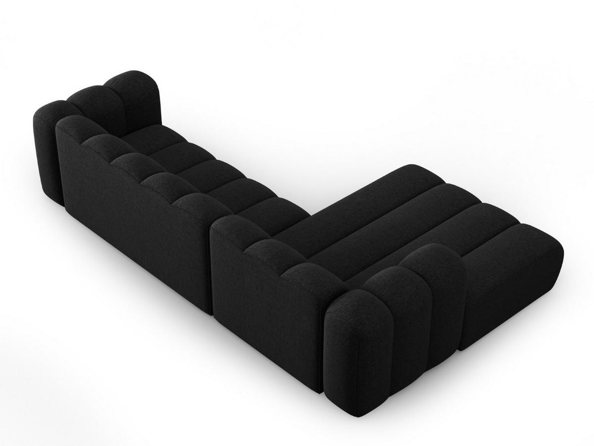 ECKSOFA modular links Lupine aus Chenille-Stoff schwarz 4 Sitzplätze - Schwarz, Textil (177/290cm) - Micadoni