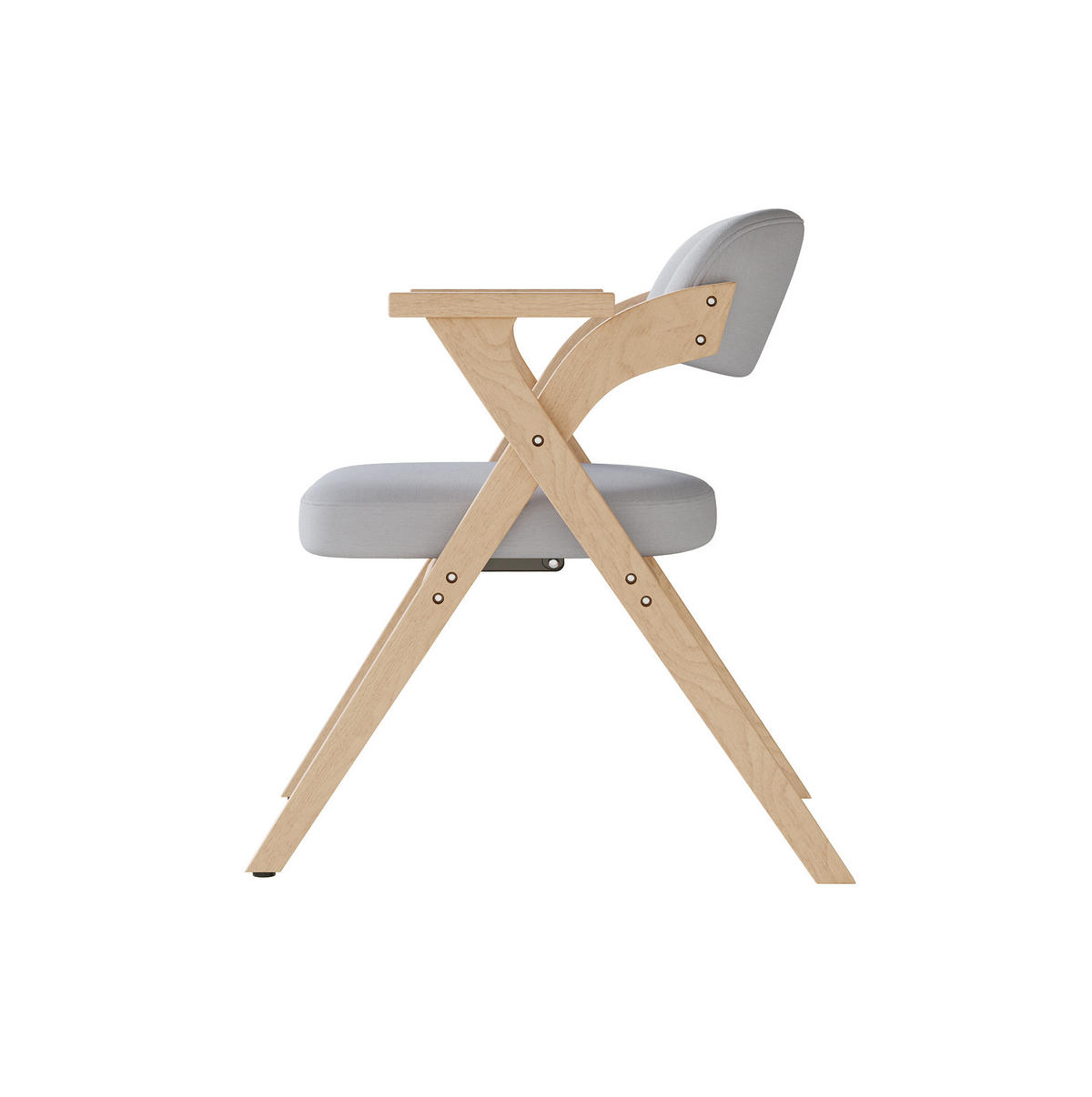KLAPPSTÜHLE 2er-Set mit Armlehnen Massivholz Leinen Grau - Grau, Holz (66.5/76/64.5cm) - Meubliv