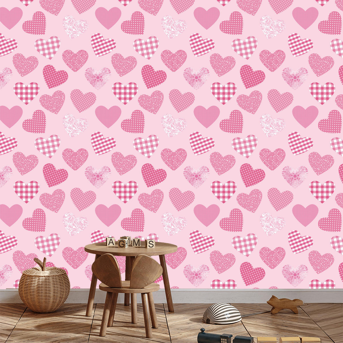 VLIESTAPETE Gemusterte Herzen – Rosa – 50x1000 cm - Rosa, Papier (50/1000cm) - Muralo