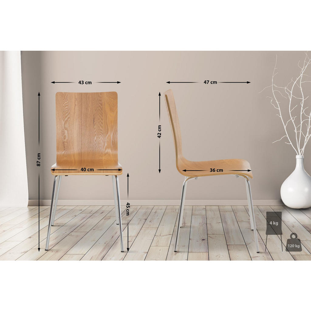 Thumbnail - CLP Besucherstuhl, Eiche, Holz, 43x87x47 cm, Arbeitszimmer, Besucherstühle