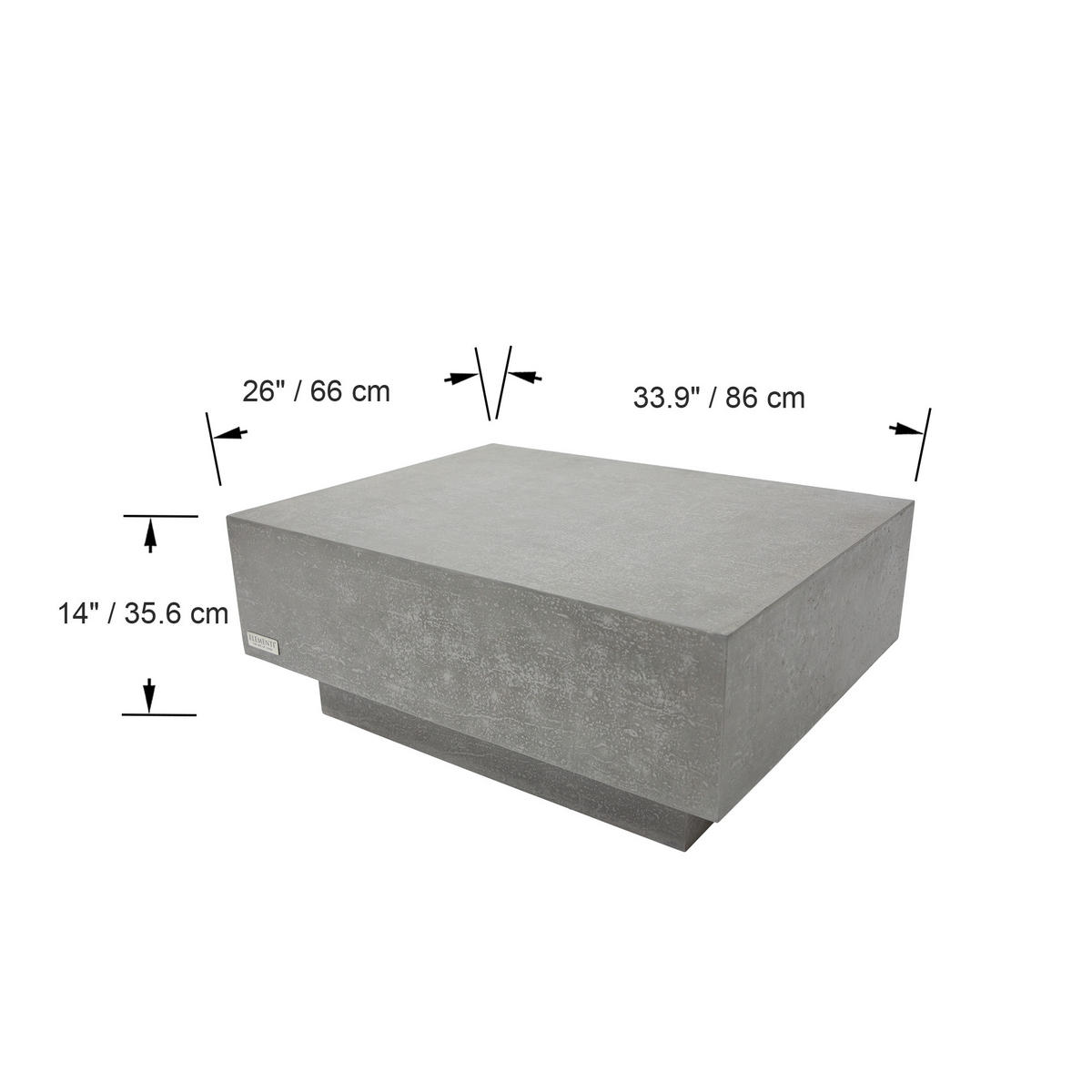 COUCHTISCH TEVERE aus GF-Beton Rechteck, Wetterbeständig, 86x86x36 cm - Grau, Naturmaterialien (86/86/36cm) - Elementi
