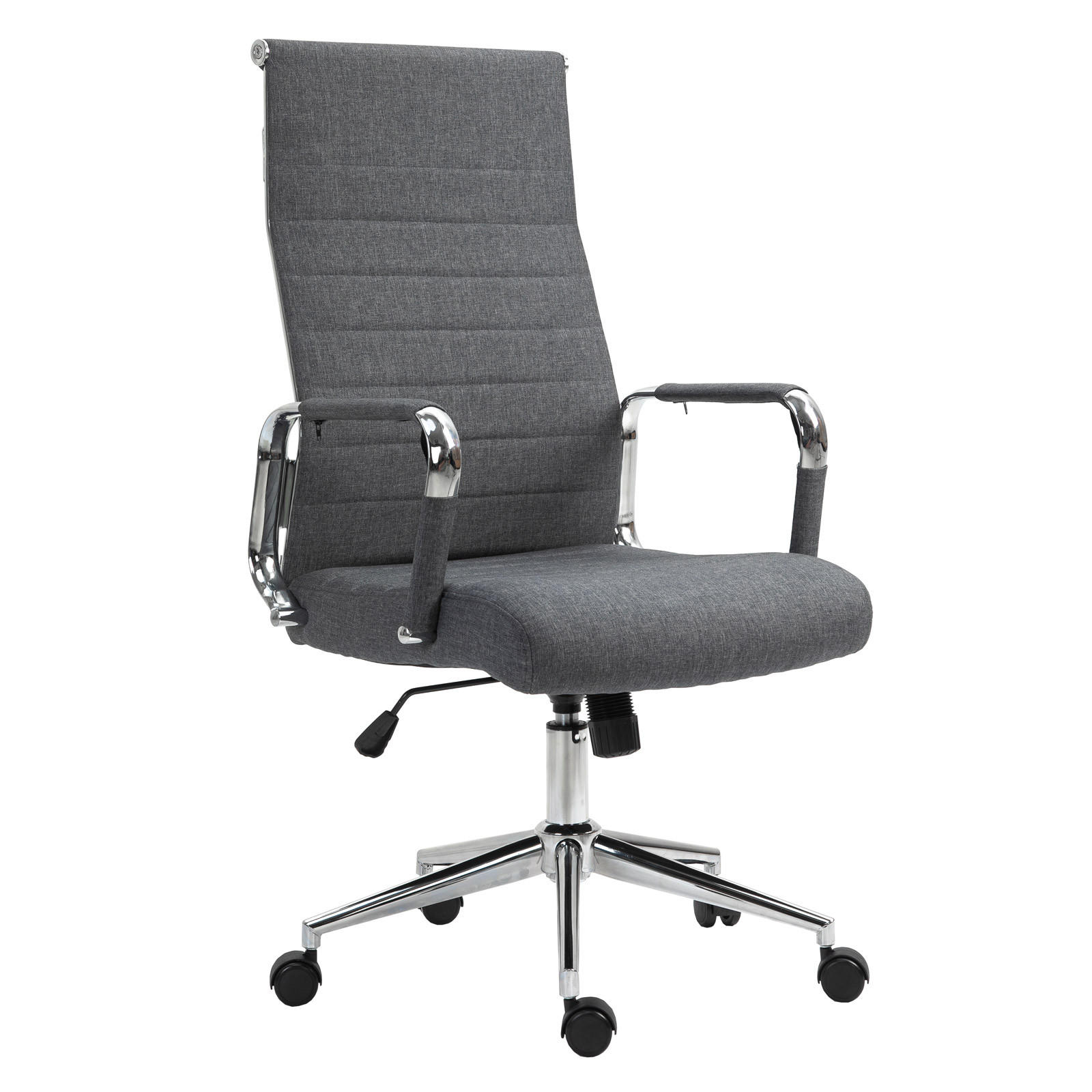 SCHREIBTISCHSTUHL OFFICE COMFORT HB Stoffbezug Dunkelgrau - Dunkelgrau/Silberfarben, Textil/Metall (57/120/53cm) - SVITA