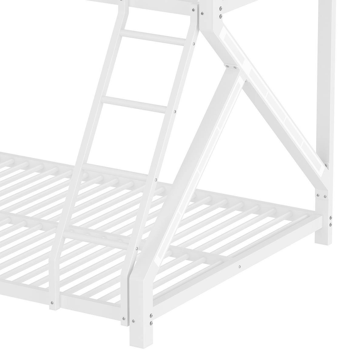 ETAGENBETT 90/200, 140/200 cm aus Metall mit LED-Lichtleiste, Weiß - Weiß, Metall (90/200cm) - OKMYHOME