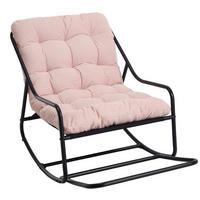 SCHAUKELSTUHL,SCHAUKELSESSEL mit Fußstütze, gepolstertem Kissen,Cord,Rosa - Rosa, Metall (75/82/116cm) - LVHOM