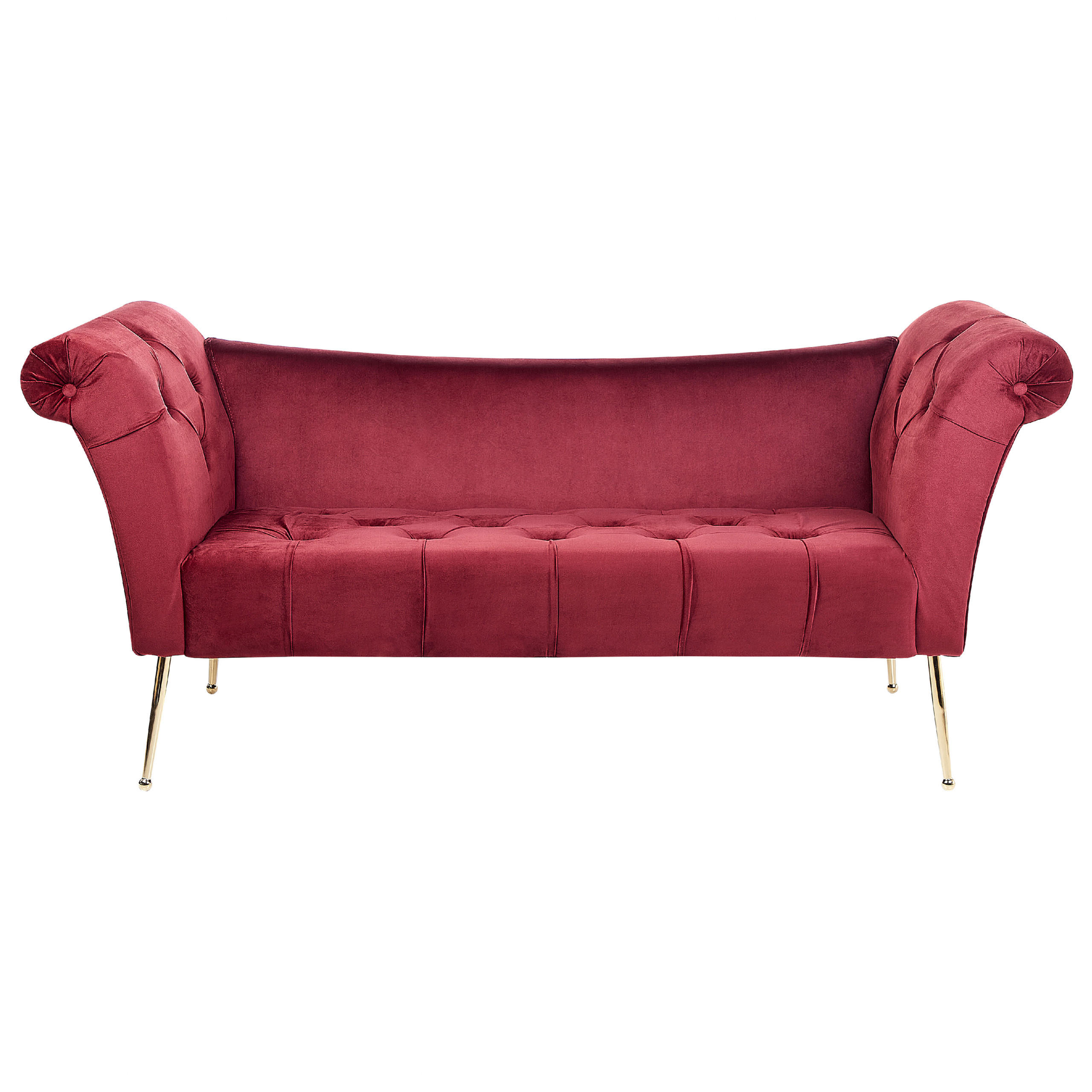 CHAISELONGUE Samtstoffdunkelrot/gold Nantilly - Rot/Goldfarben, Textil (175/76/70cm) - Beliani