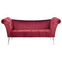 CHAISELONGUE Samtstoffdunkelrot/gold Nantilly - Rot/Goldfarben, Textil (175/76/70cm) - Beliani