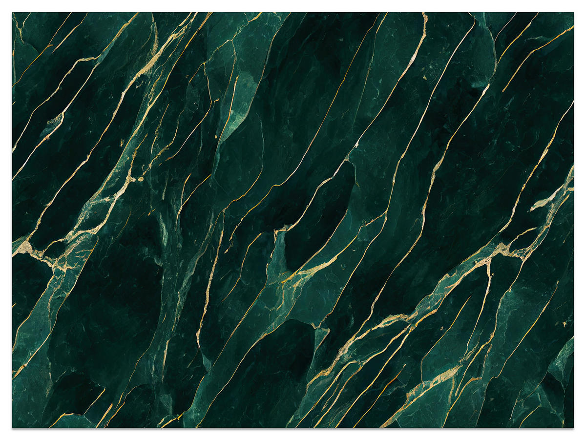 FOTOTAPETE für Wohnzimmer Eleganter Grüner Marmor Goldimitation 250x175 - Türkis/Grün, Papier (250/175cm) - Muralo