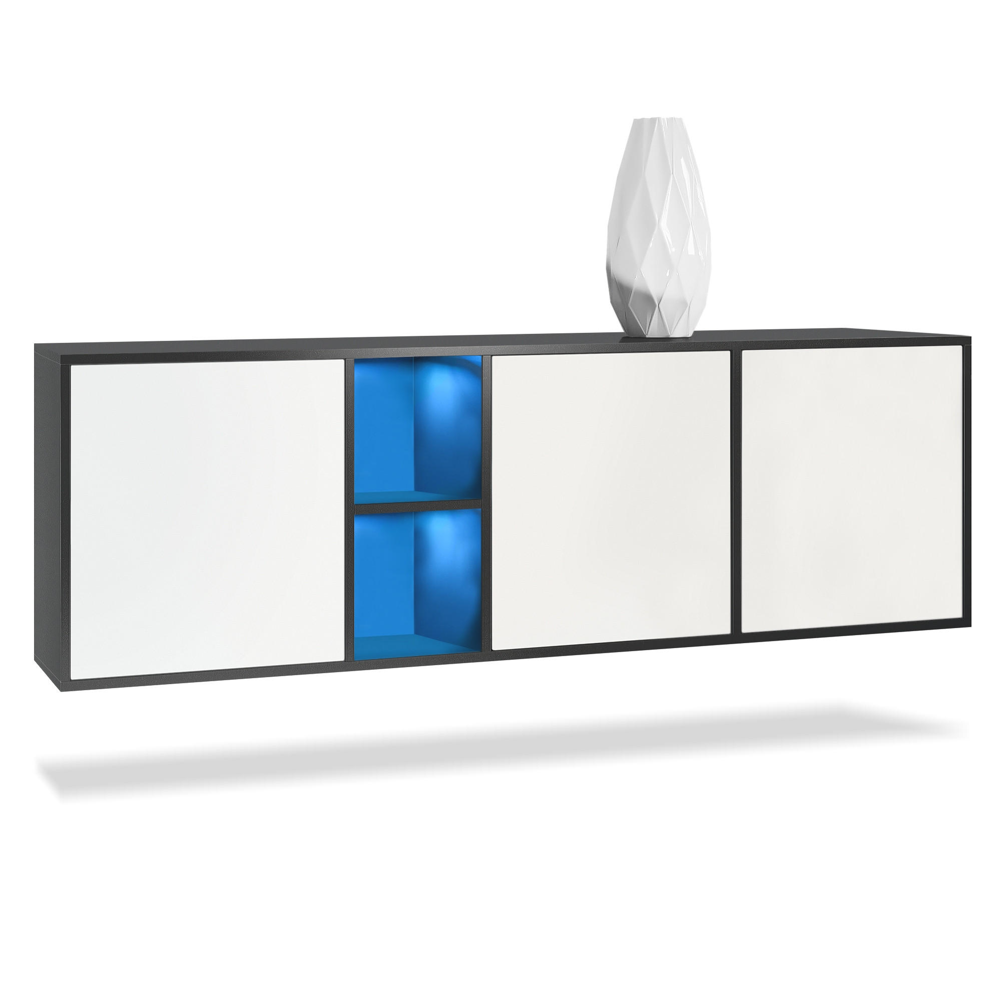 SIDEBOARD Cuba Türen in Weiß matt - Weiß, Holzwerkstoff (182/53/35cm) - Vladon