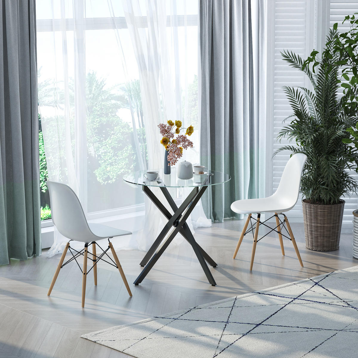 BEISTELLTISCH, Stahl, Glas, Schwarz - Schwarz, Metall (80/80/75cm) - HOMCOM
