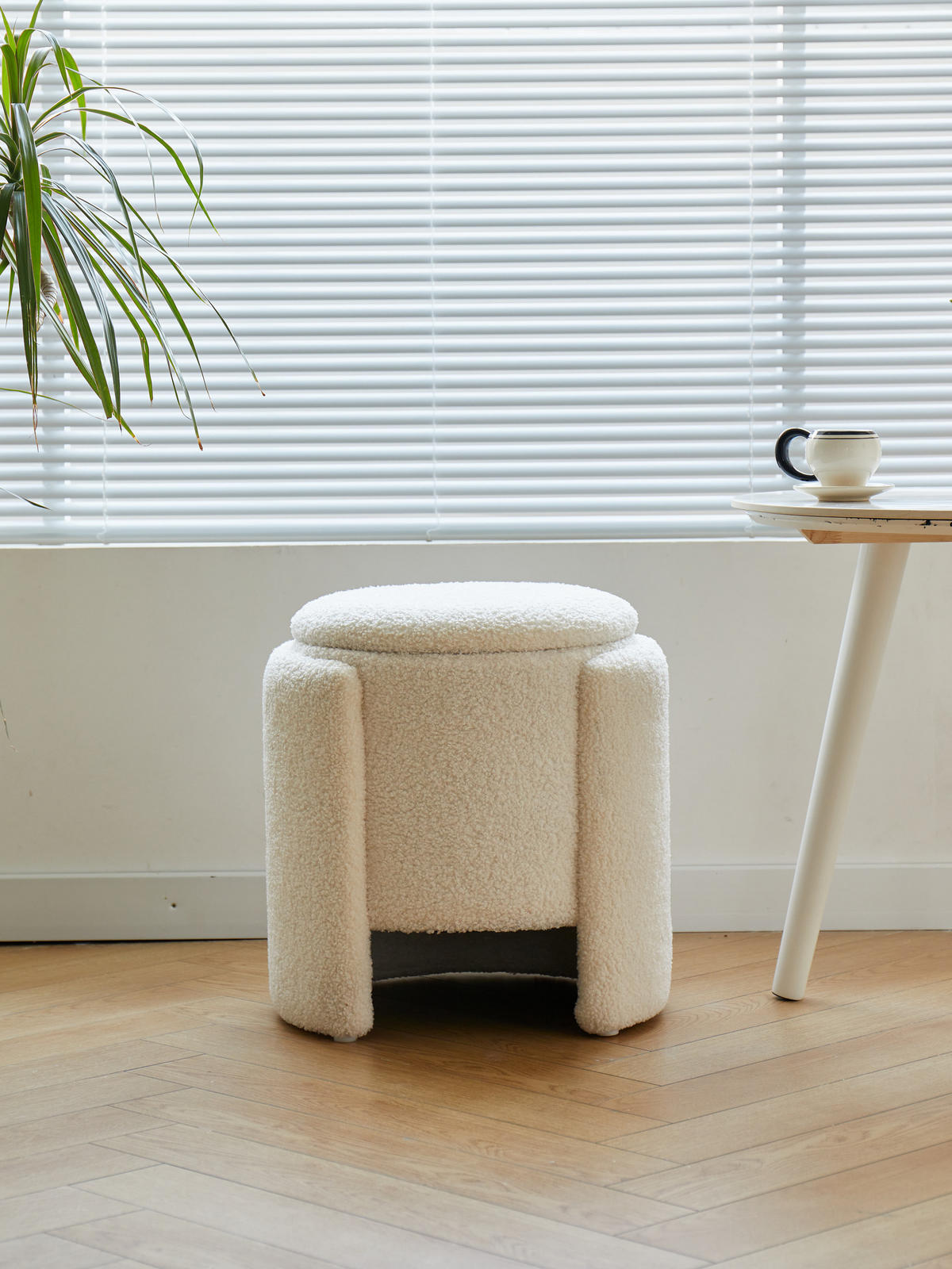 POUF Wolle Weiß - Weiß, Textil (40/42/40cm) - Nordlys