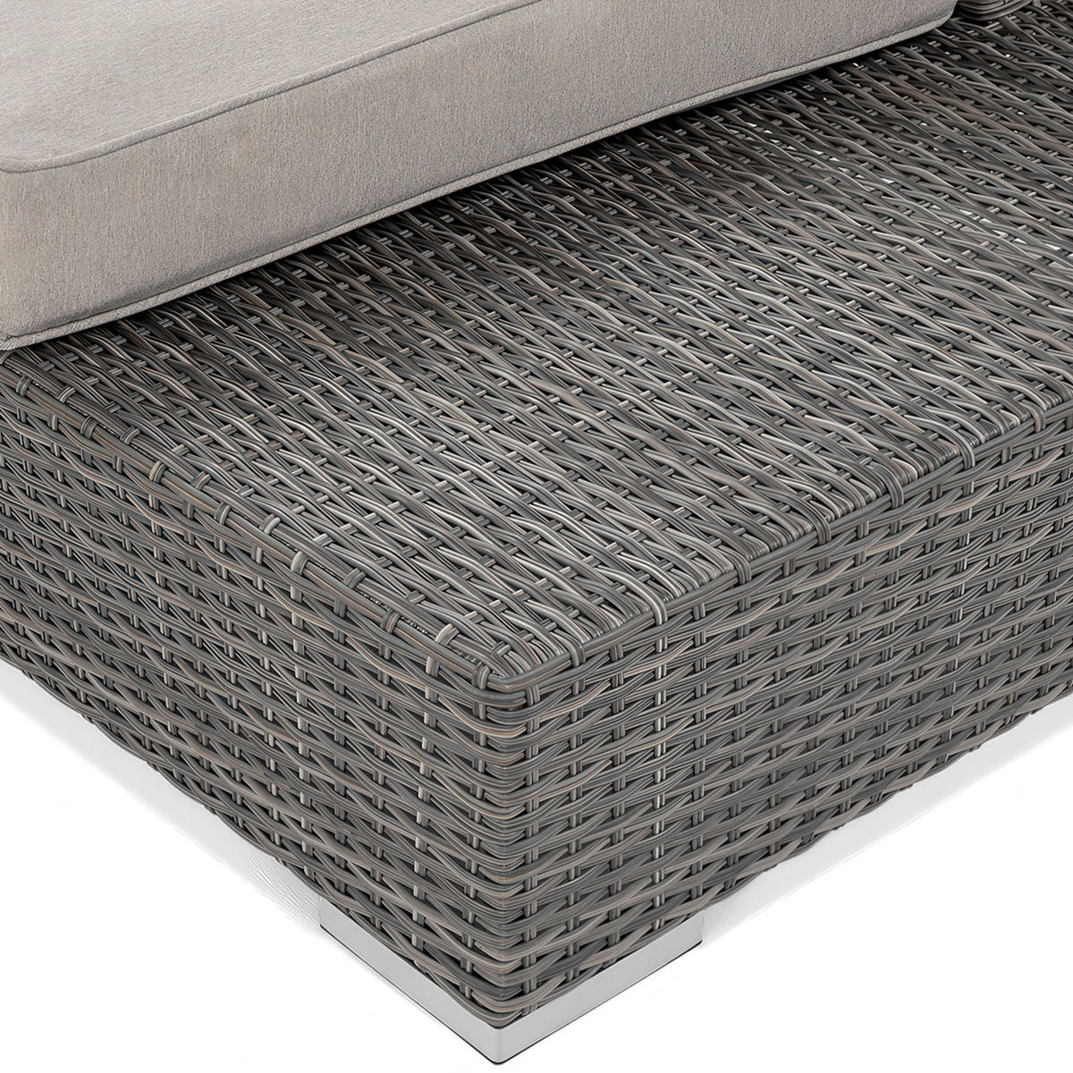 ZAHRADNÍ SADA Firenze z technoratanu, rohová pohovka a konferenční stolek, pro 4 osoby, tmavě šedá - tmavě šedá/béžová, přírodní materiály - Beautysofa