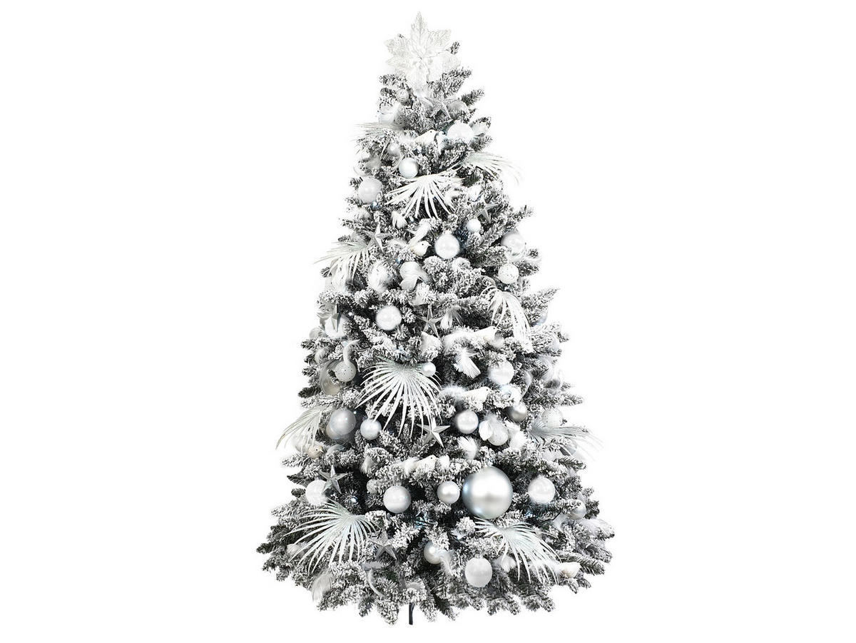 LAALU CHRISTBAUMKUGEL-SET 109 Stück in Luxusbox POLAR WHITE für Weihnachtsbäume 120-210 cm - Silberfarben/Weiß, Kunststoff/Textil (55/50/75cm) - LAALU