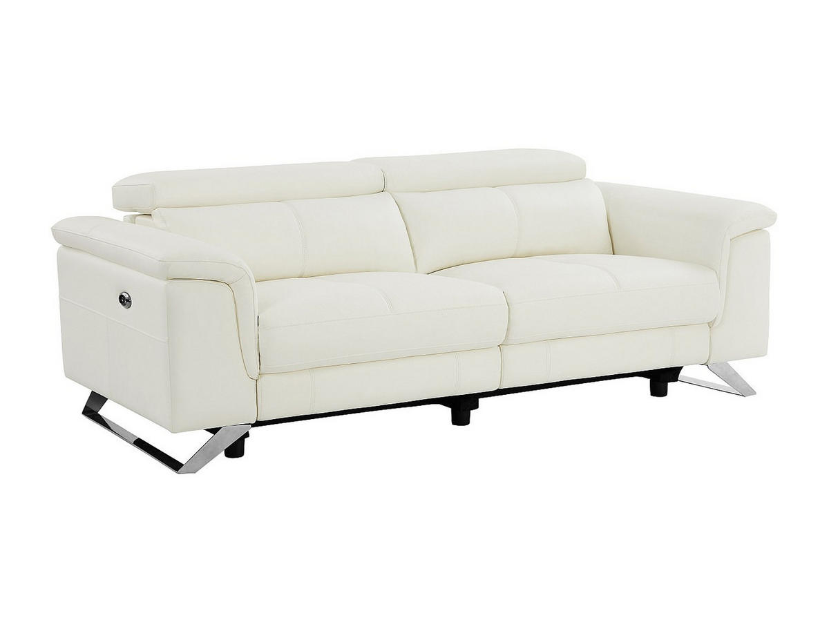 RELAXSOFA - 3 Personen - leder - weiß Breyt - Weiß, Leder (220/77/108cm) - Vente-Unique