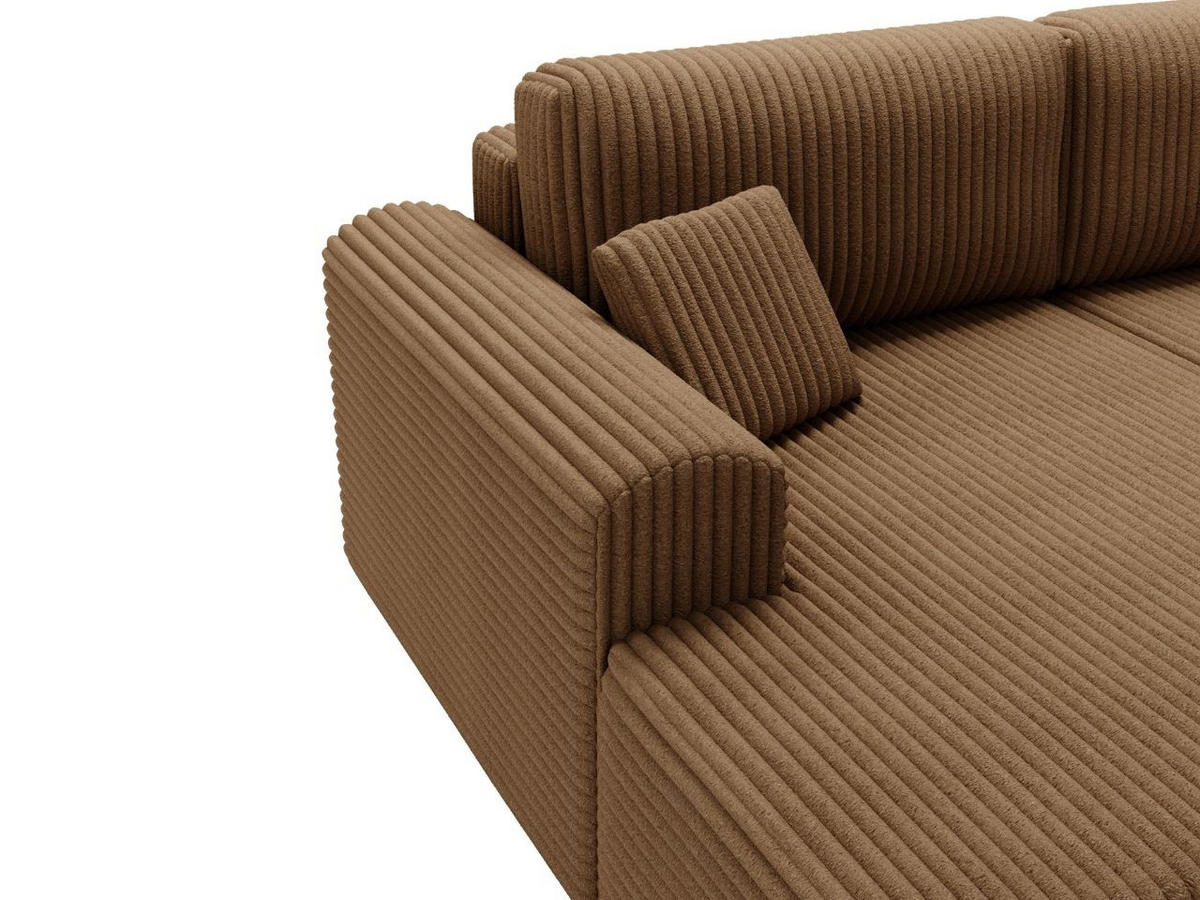 ECKSOFA Belvio Braun Links - Schwarz/Braun, Holz/Textil (257/177cm) - Graingold