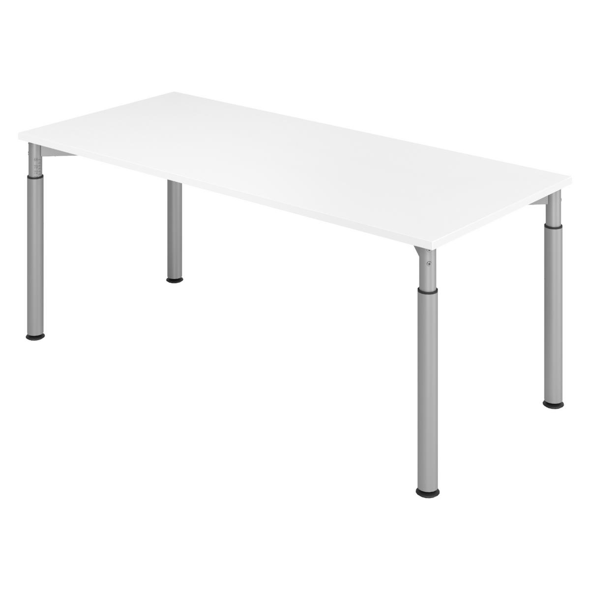 SCHREIBTISCH Serie-Y 80/180/74 cm in Weiß/Silberfarben - Silberfarben/Weiß, Holzwerkstoff (80/180/74cm) - bümö