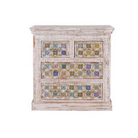KOMMODE aus Mangoholz mit Keramikdetails - Perlmutt, Holz (90/90/40cm) - Giner y Colomer