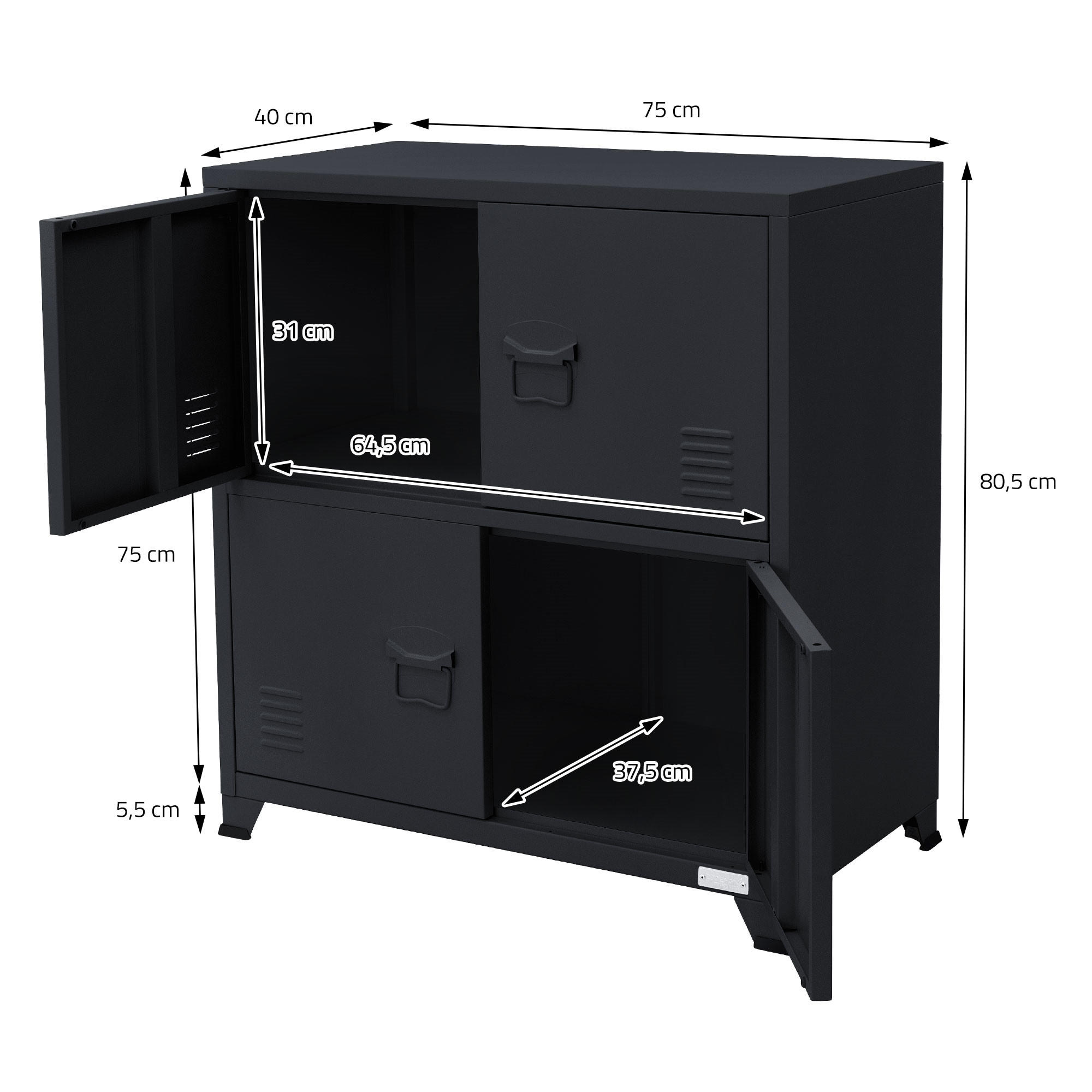 AKTENSCHRANK - Anthrazit, Metall (40/80.5/75cm) - ML-DESIGN