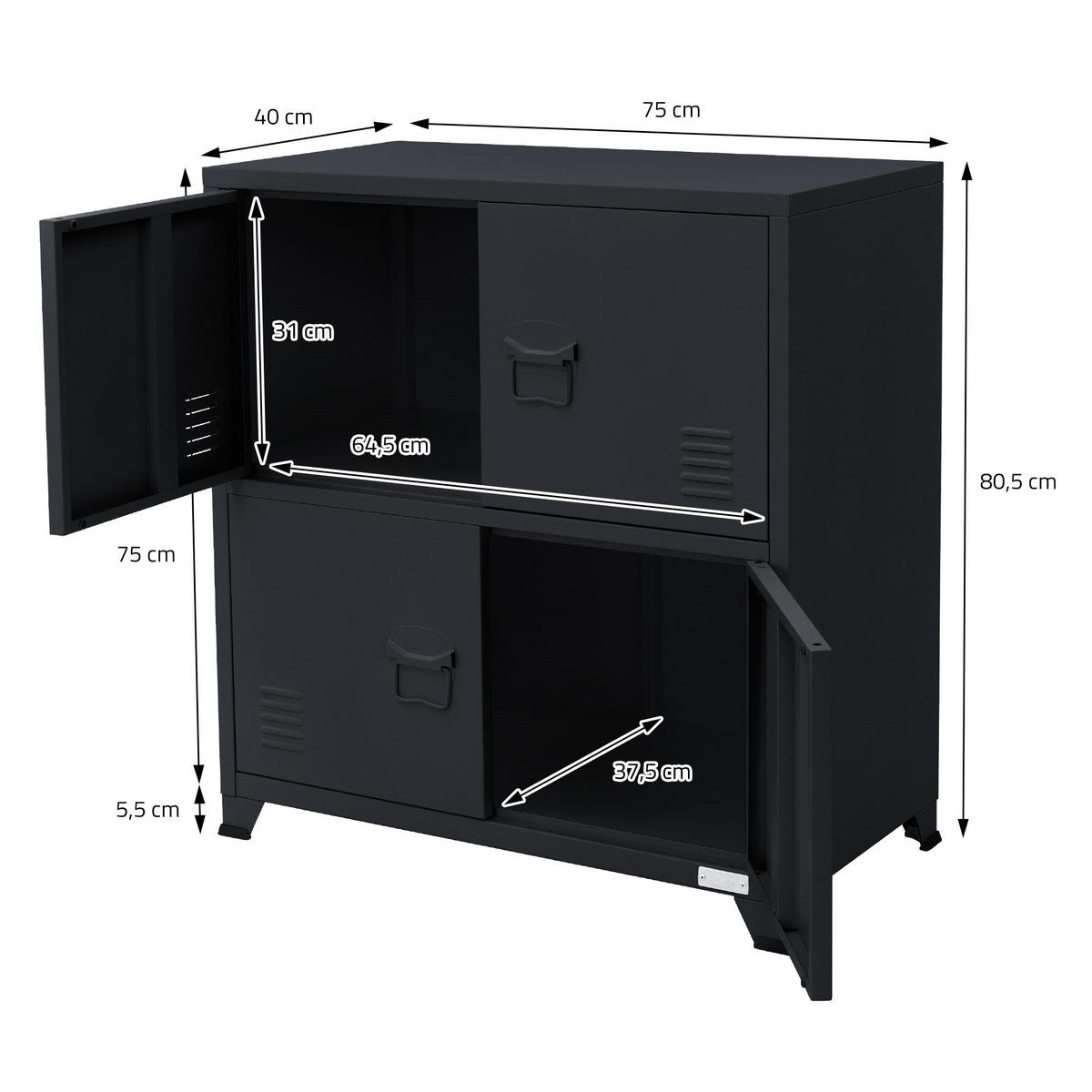AKTENSCHRANK - Anthrazit, Metall (40/80.5/75cm) - ML-DESIGN