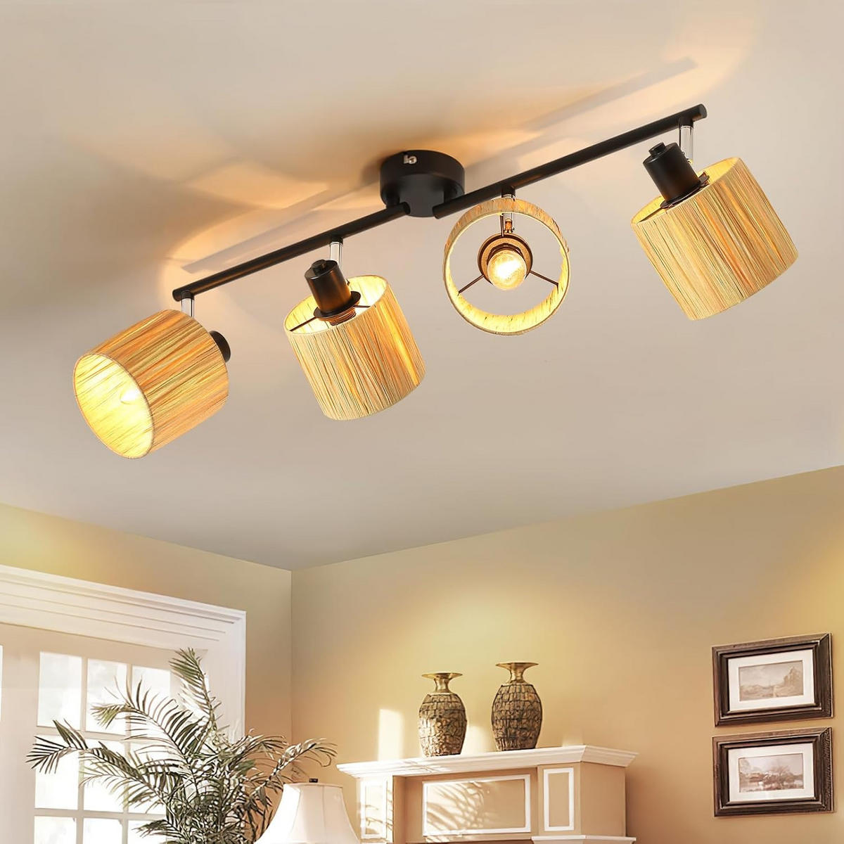 DECKENSTRAHLER Flambria 17/16.5/68 cm - Schwarz, Metall (68/17/16.5cm) - ZMH