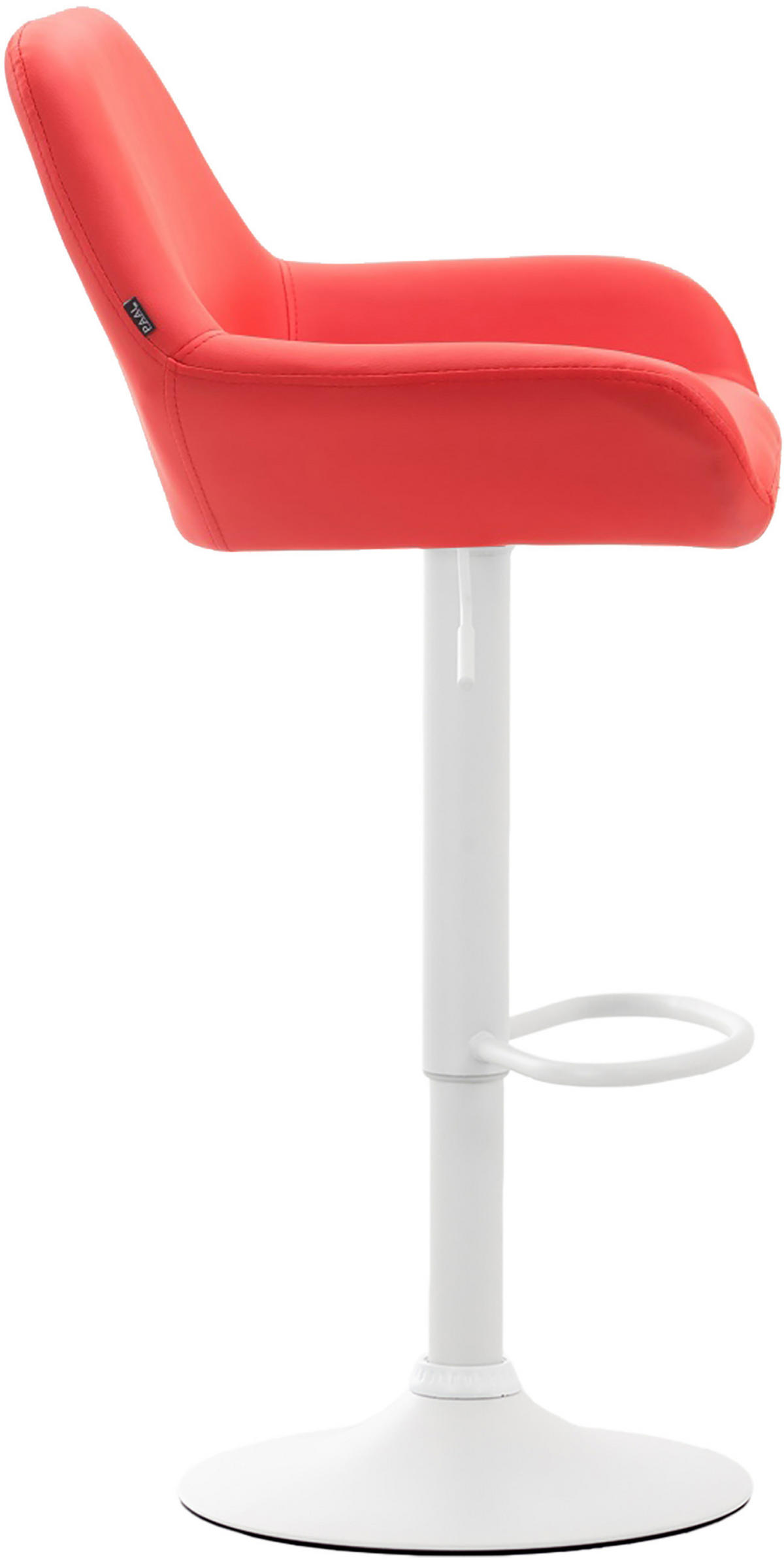 BARHOCKER DUBLIN Rot Kunstleder Weiß - Rot, Leder/Metall (51/89/52cm) - DELUKE