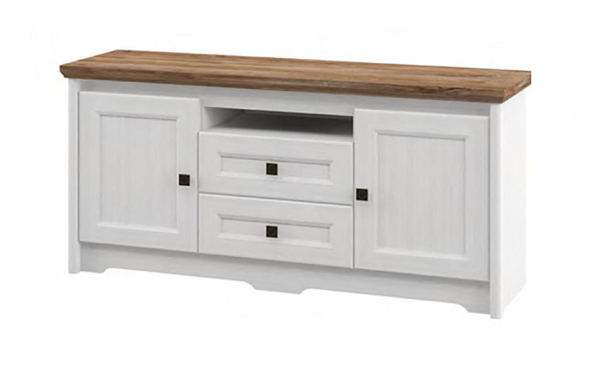 LOWBOARD Tivoli weiß gewischt / eiche sterling 138 / 38 / 66cm - Eichefarben/Weiß, Holz/Holzwerkstoff (138/66/38cm) - Feldmann-Wohnen