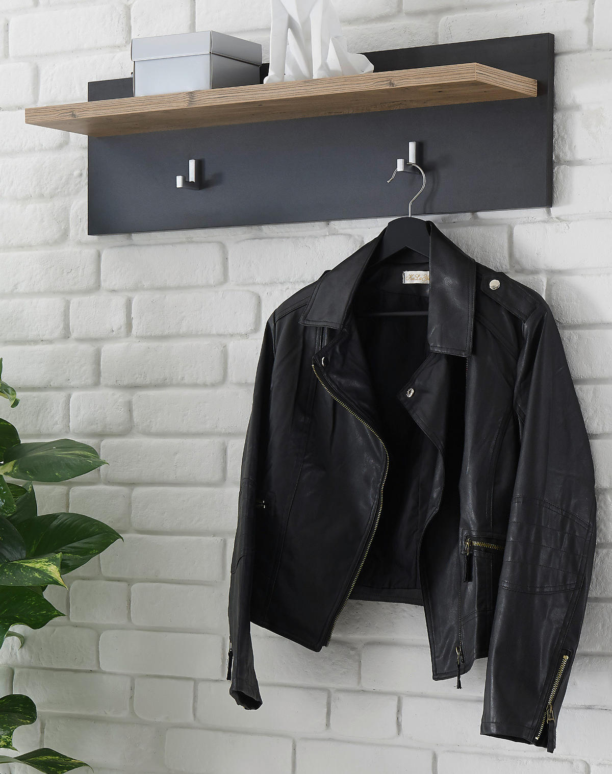 GARDEROBENPANEEL Kastanie und grau Fresco , Flur Wandgarderobe, 80 x 23 cm - Kastanienfarben/Grau, Holzwerkstoff (80/23/18cm) - Furn.Design