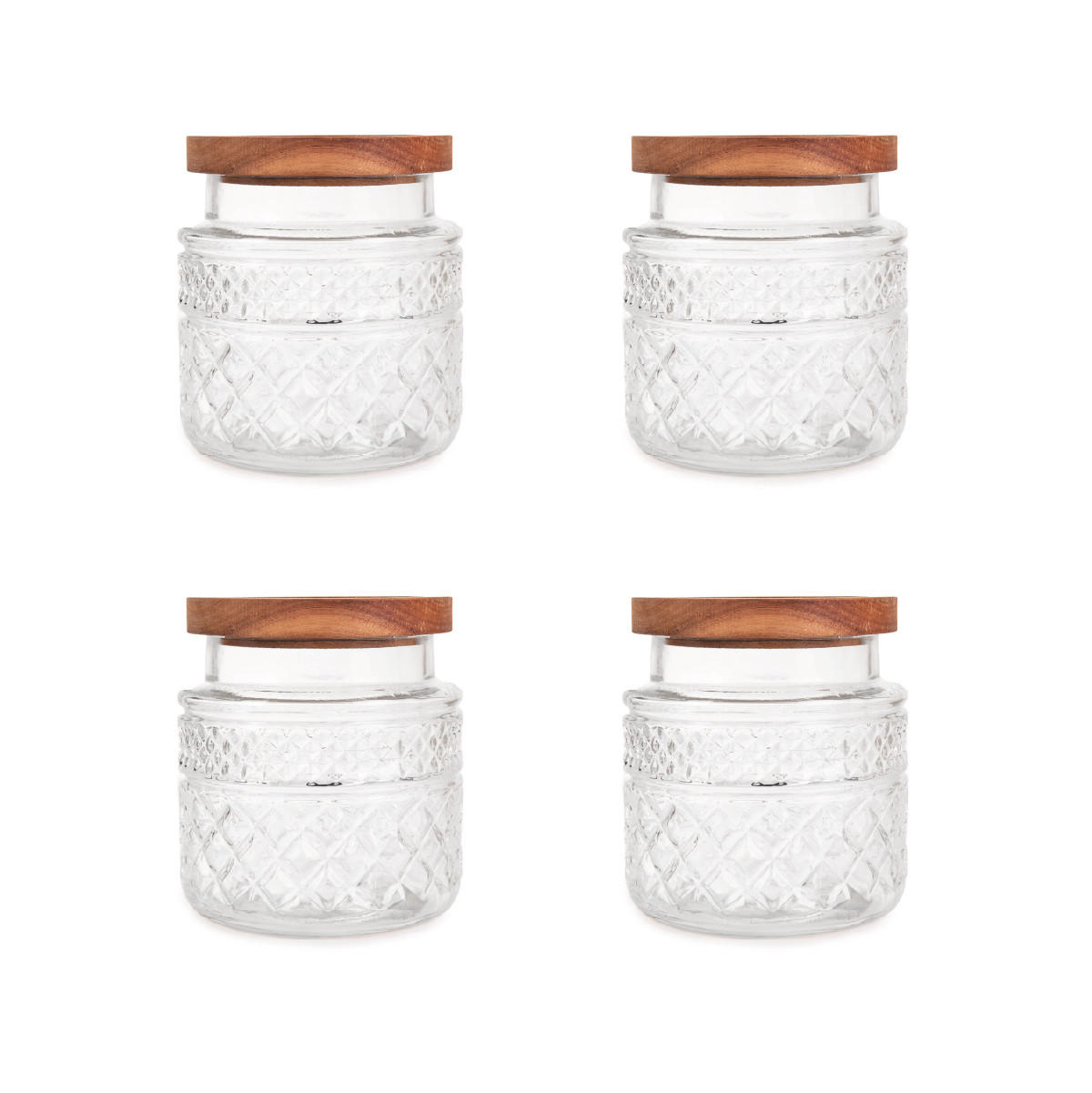 BEHÄLTER Moladri 1 l 4er-Set - Transparent, Glas (13/14/13cm) - Homla