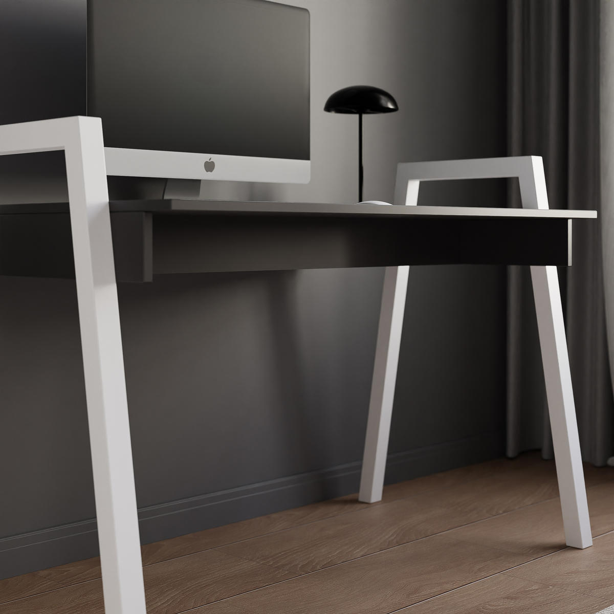 SCHREIBTISCH NOVO 120/68/82 cm, Weiß / Schwarz - Schwarz/Weiß, Holzwerkstoff/Metall (68/120/82cm) - Idohome
