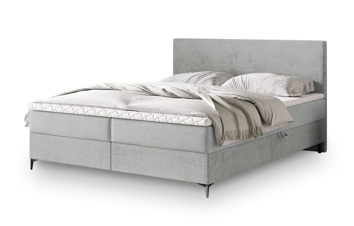 POSTEL BOXSPRING TORREL 160x200 cm, s matrací a úložným prostorem, světle šedá - světle šedá, kov/kompozitní dřevo (160/200cm) - MASSENO
