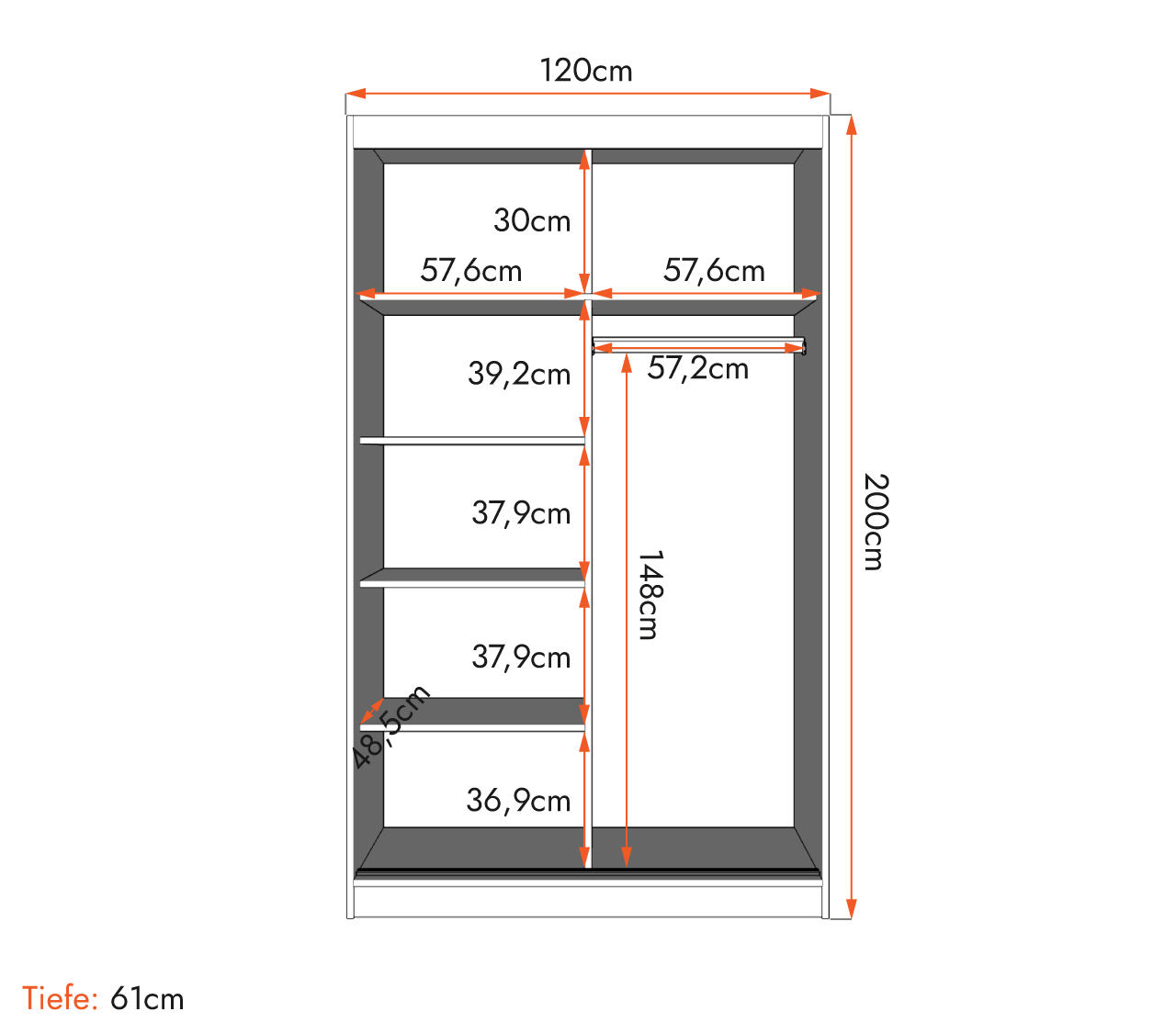 SCHWEBETÜRENSCHRANK Neomi 04 Weiß/Weiß ohne Spiegel 120 cm - Alufarben/Weiß, Holzwerkstoff/Kunststoff (120/200/61cm) - imoebel24