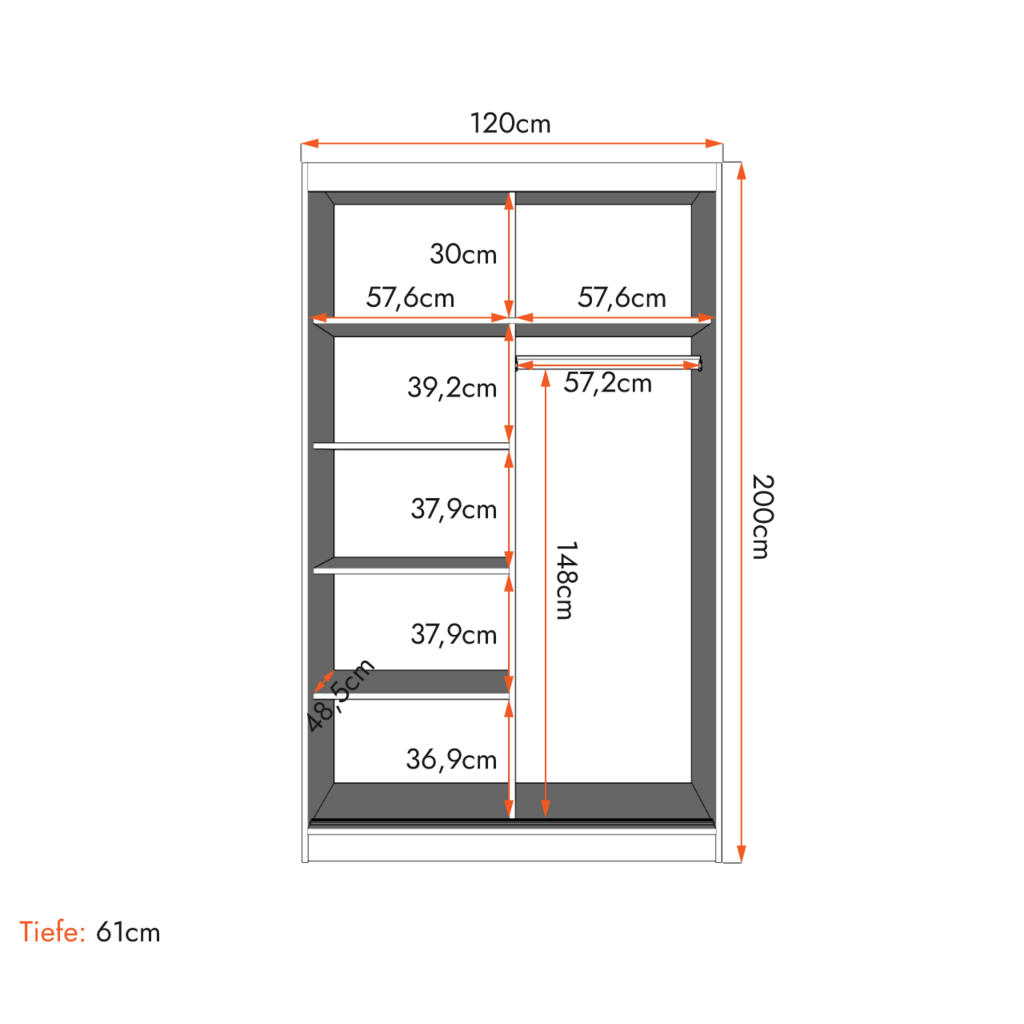 Thumbnail - Xxxl Schwebetürenschrank, Weiß, Sonoma Eiche, Holzwerkstoff, 5 Fächer, Rechteckig, 120x200x61 cm, Schlafzimmer, Kleiders...