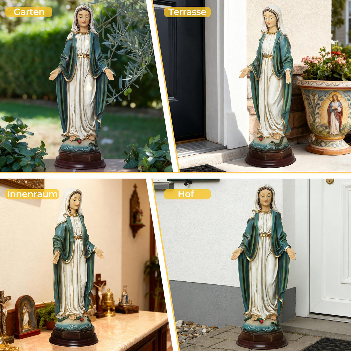 STANDSKULPTUR Heilige Maria, große Gebetsstatue | B24.5 x T20.5 x H63.5 cm - Multicolor, Kunststoff (24.5/63.5/20cm) - Hometopia