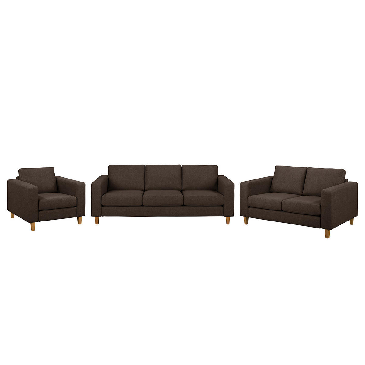 POLSTERGARNITUR - 3-2-1 - Braun, Textil (214/86/90cm) - home24