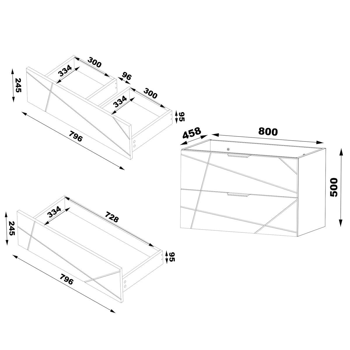 DONJI ELEMENT ZA UMIVAONIK 80cm Teren Drvo - smeđa, drvni materijal (80/50/45.8cm) - Petits-meubles